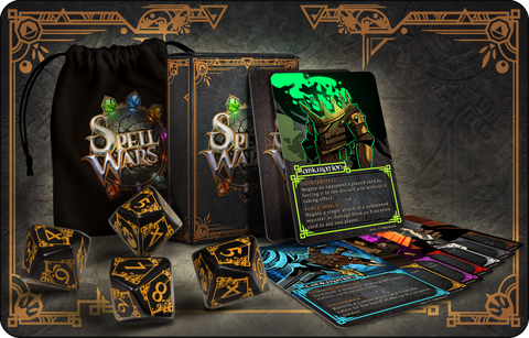 Spell Wars Card Game with Dice and Dice Bag