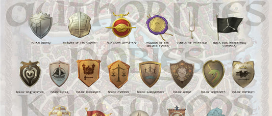 Factions, organizations, noble houses, religions, cults.